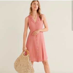 NWOT MANGO size small pink polk-a-dot dress